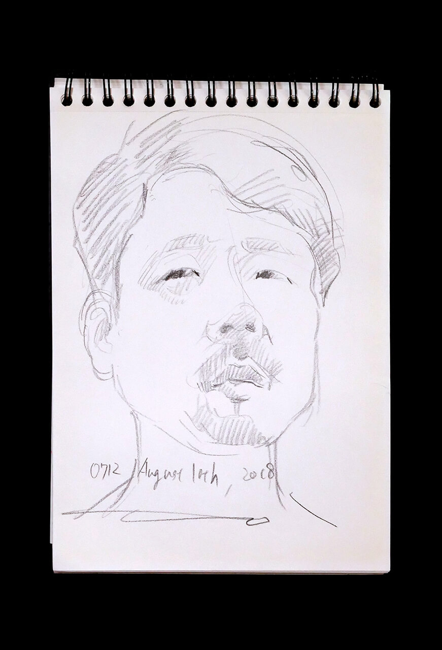 Contemporary artist SHINTAKU Tomoni's 2018/8/10 Self-portrait or pencil drawing