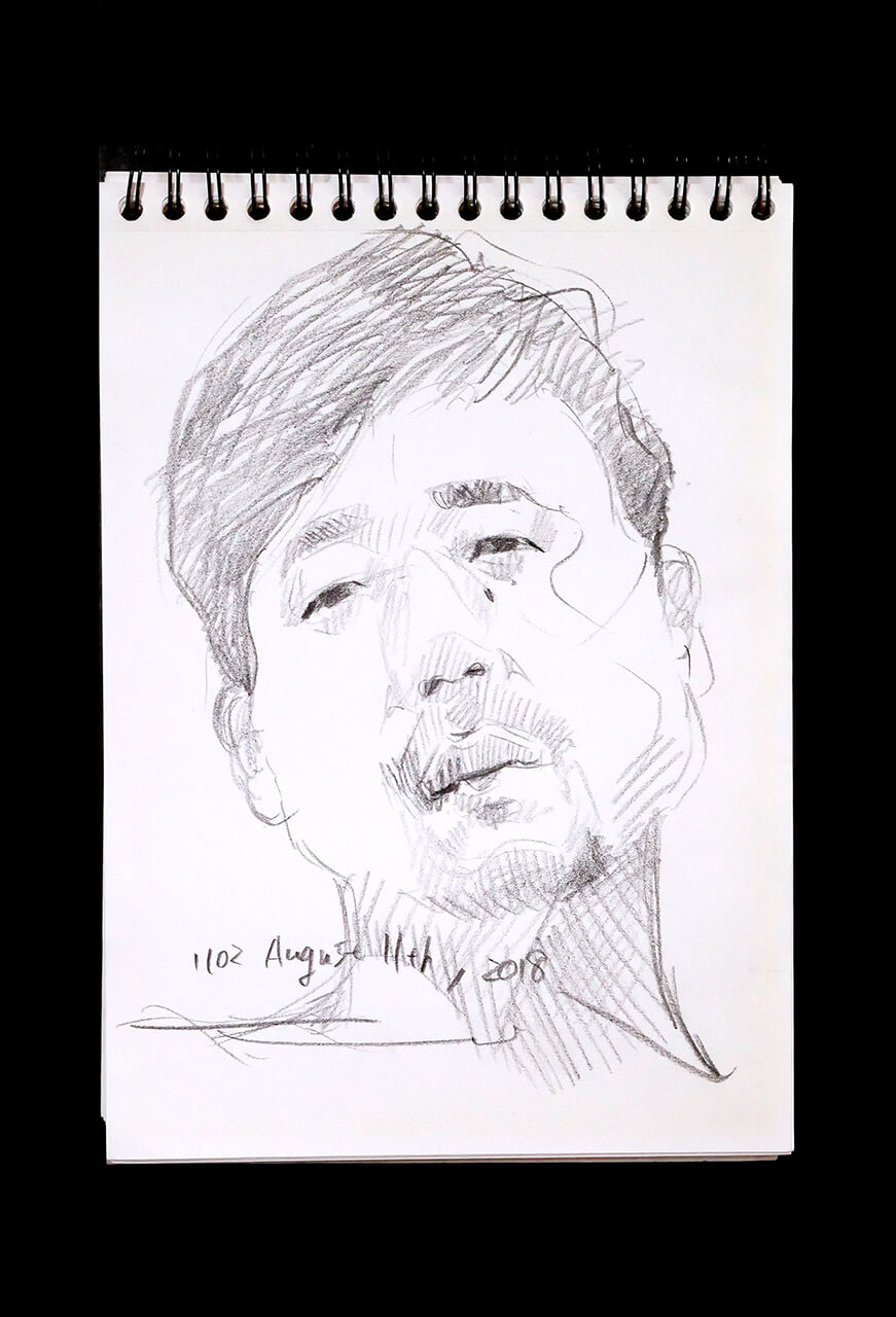 Contemporary artist SHINTAKU Tomoni's 2018/8/11 Self-portrait or pencil drawing