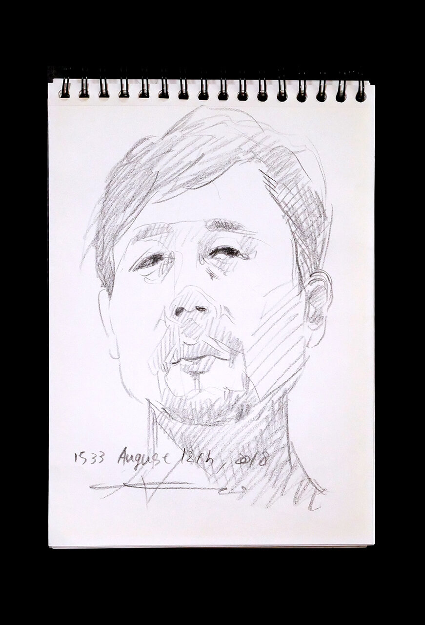 Contemporary artist SHINTAKU Tomoni's 2018/8/12 Self-portrait or pencil drawing
