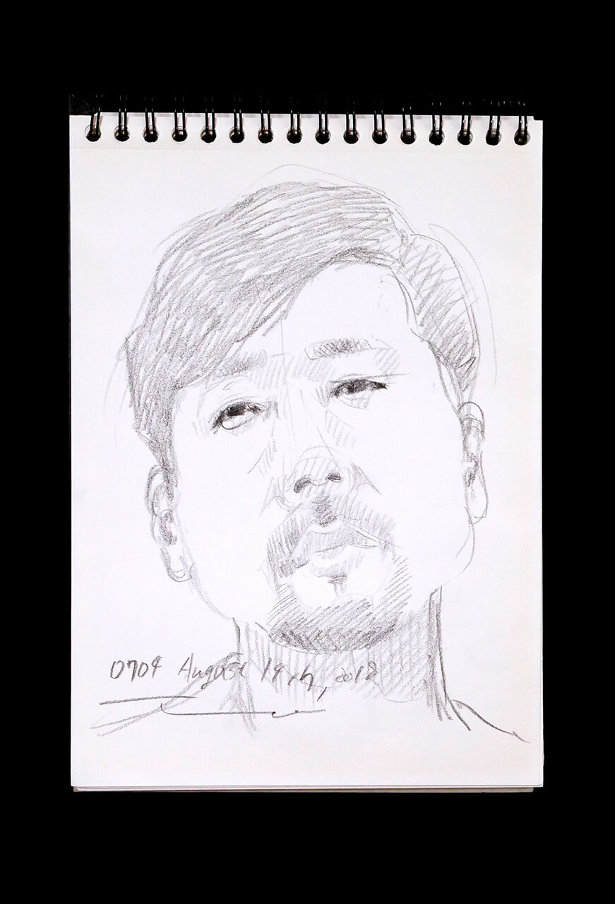 Contemporary artist SHINTAKU Tomoni's 2018/8/14 Self-portrait or pencil drawing