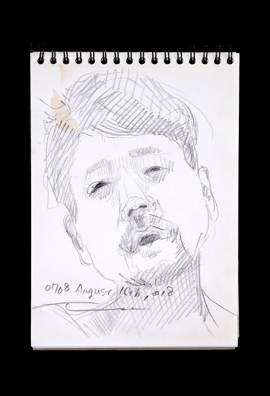 Contemporary artist SHINTAKU Tomoni's 2018/8/16 Self-portrait or pencil drawing