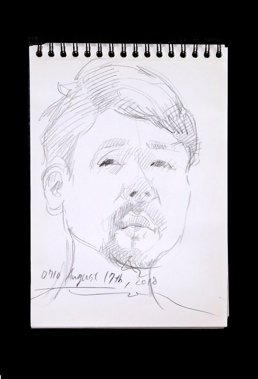 Contemporary artist SHINTAKU Tomoni's 2018/8/17 Self-portrait or pencil drawing
