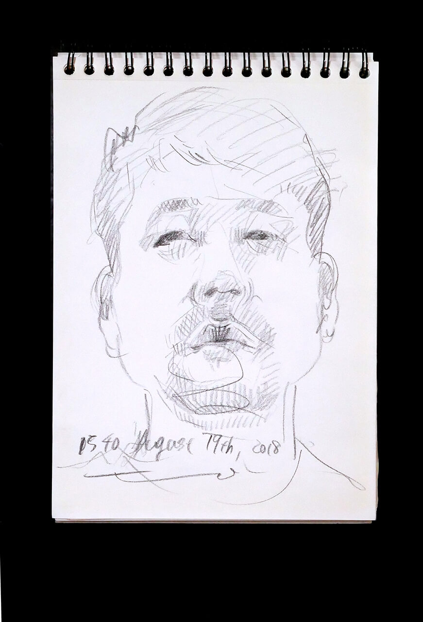 Contemporary artist SHINTAKU Tomoni's 2018/8/19 Self-portrait or pencil drawing