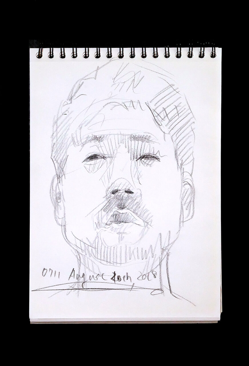 Contemporary artist SHINTAKU Tomoni's 2018/8/20 Self-portrait or pencil drawing