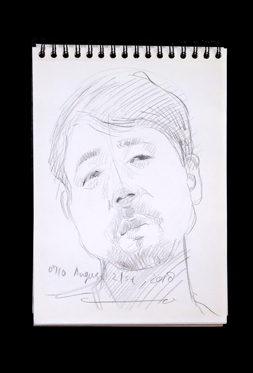 Contemporary artist SHINTAKU Tomoni's 2018/8/21 Self-portrait or pencil drawing