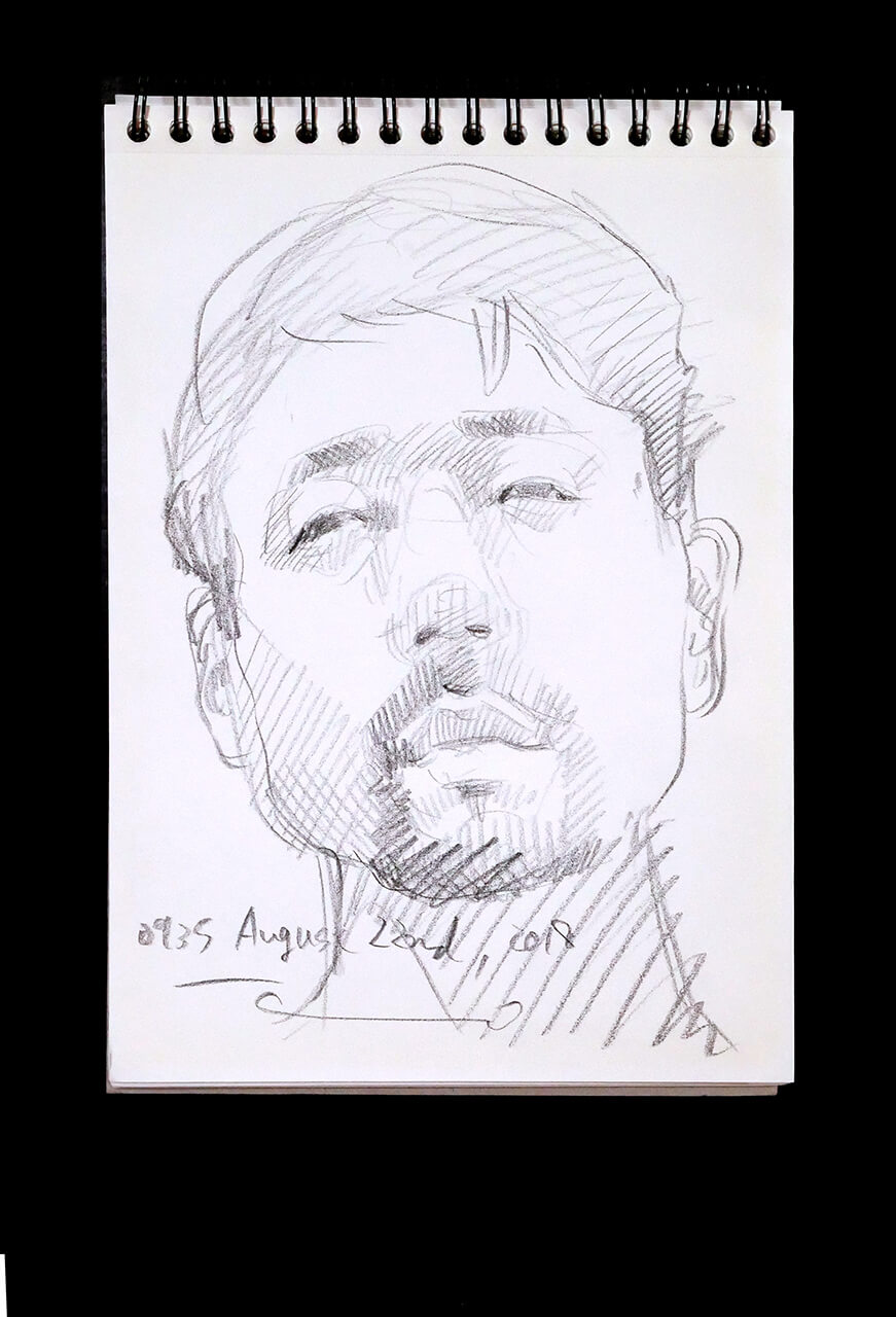 Contemporary artist SHINTAKU Tomoni's 2018/8/22 Self-portrait or pencil drawing