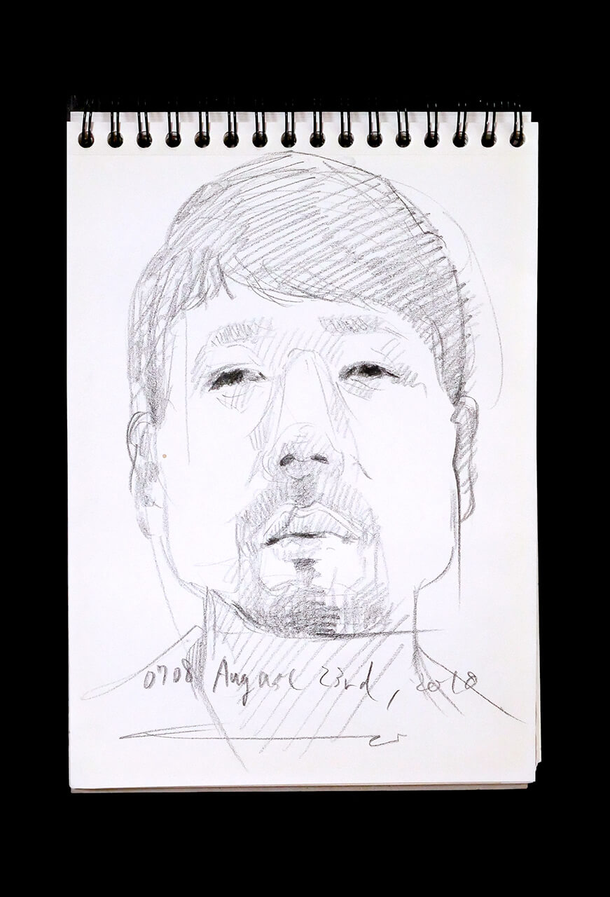 Contemporary artist SHINTAKU Tomoni's 2018/8/23 Self-portrait or pencil drawing