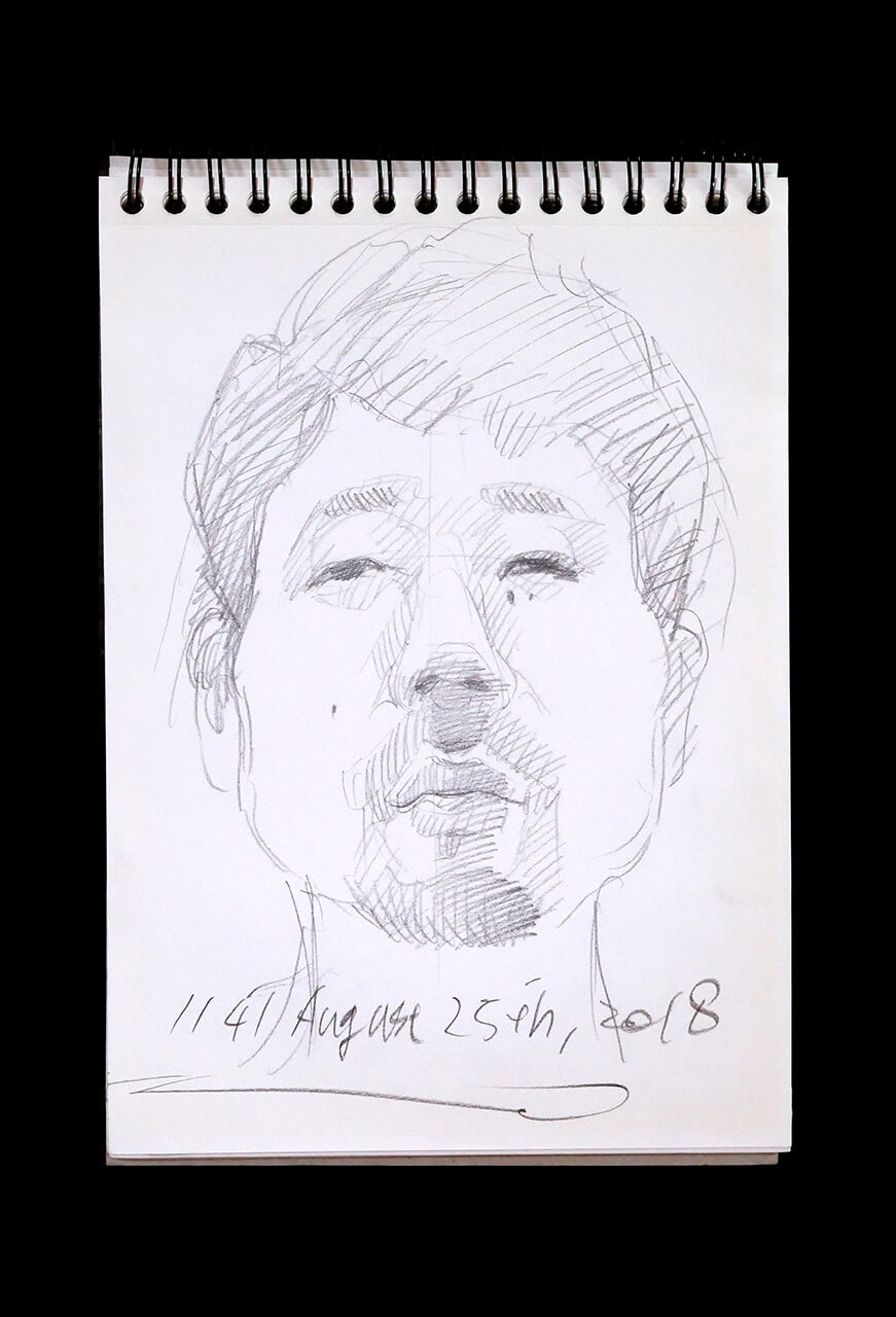 Contemporary artist SHINTAKU Tomoni's 2018/8/25 Self-portrait or pencil drawing