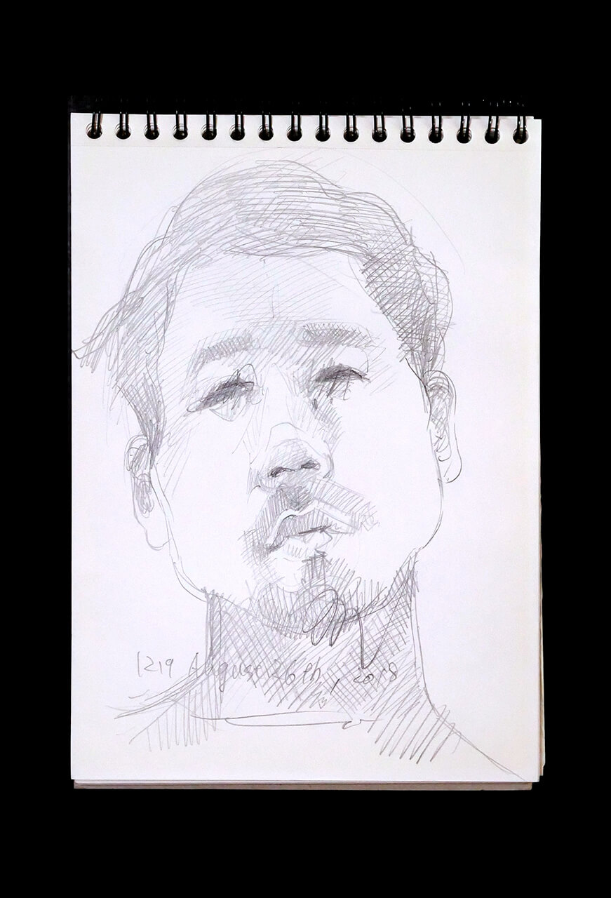 Contemporary artist SHINTAKU Tomoni's 2018/8/26 Self-portrait or pencil drawing