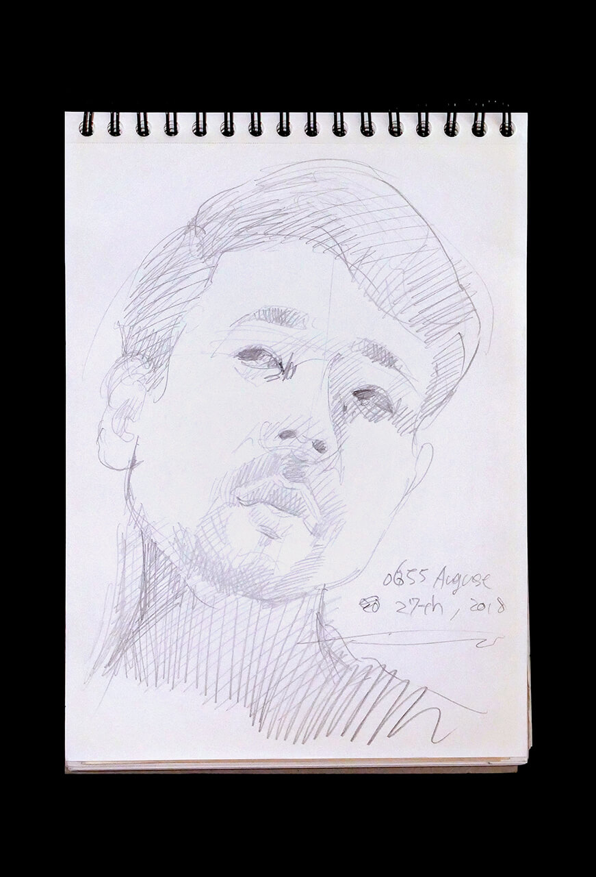 Contemporary artist SHINTAKU Tomoni's 2018/8/27 Self-portrait or pencil drawing