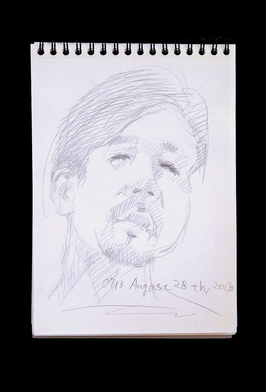 Contemporary artist SHINTAKU Tomoni's 2018/8/28 Self-portrait or pencil drawing