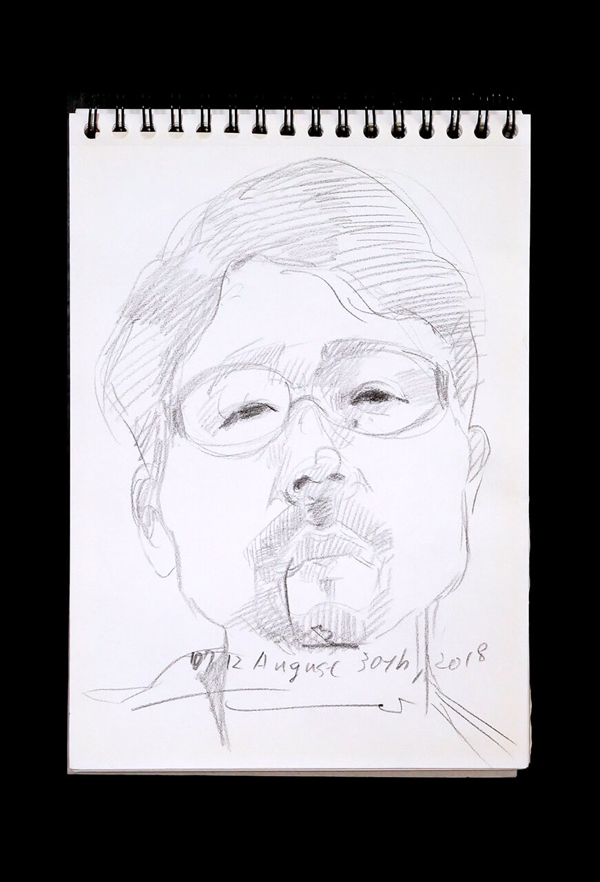 Contemporary artist SHINTAKU Tomoni's 2018/8/30 Self-portrait or pencil drawing
