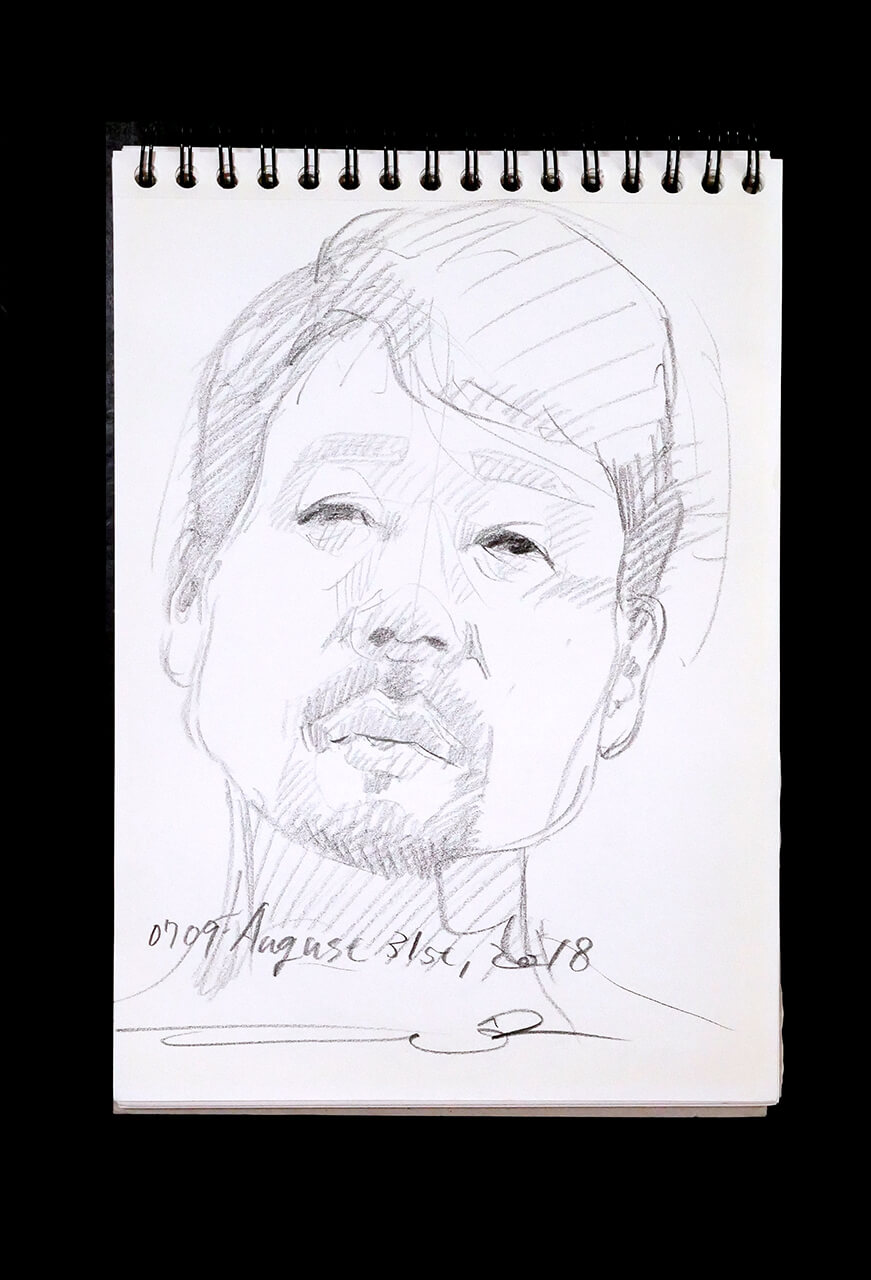 Contemporary artist SHINTAKU Tomoni's 2018/8/31 Self-portrait or pencil drawing