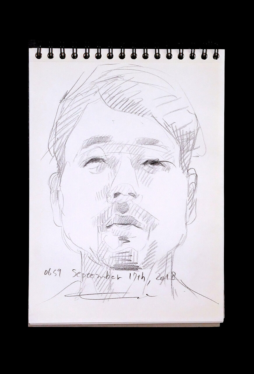 Contemporary artist SHINTAKU Tomoni's 2018/9/17 Self-portrait or pencil drawing