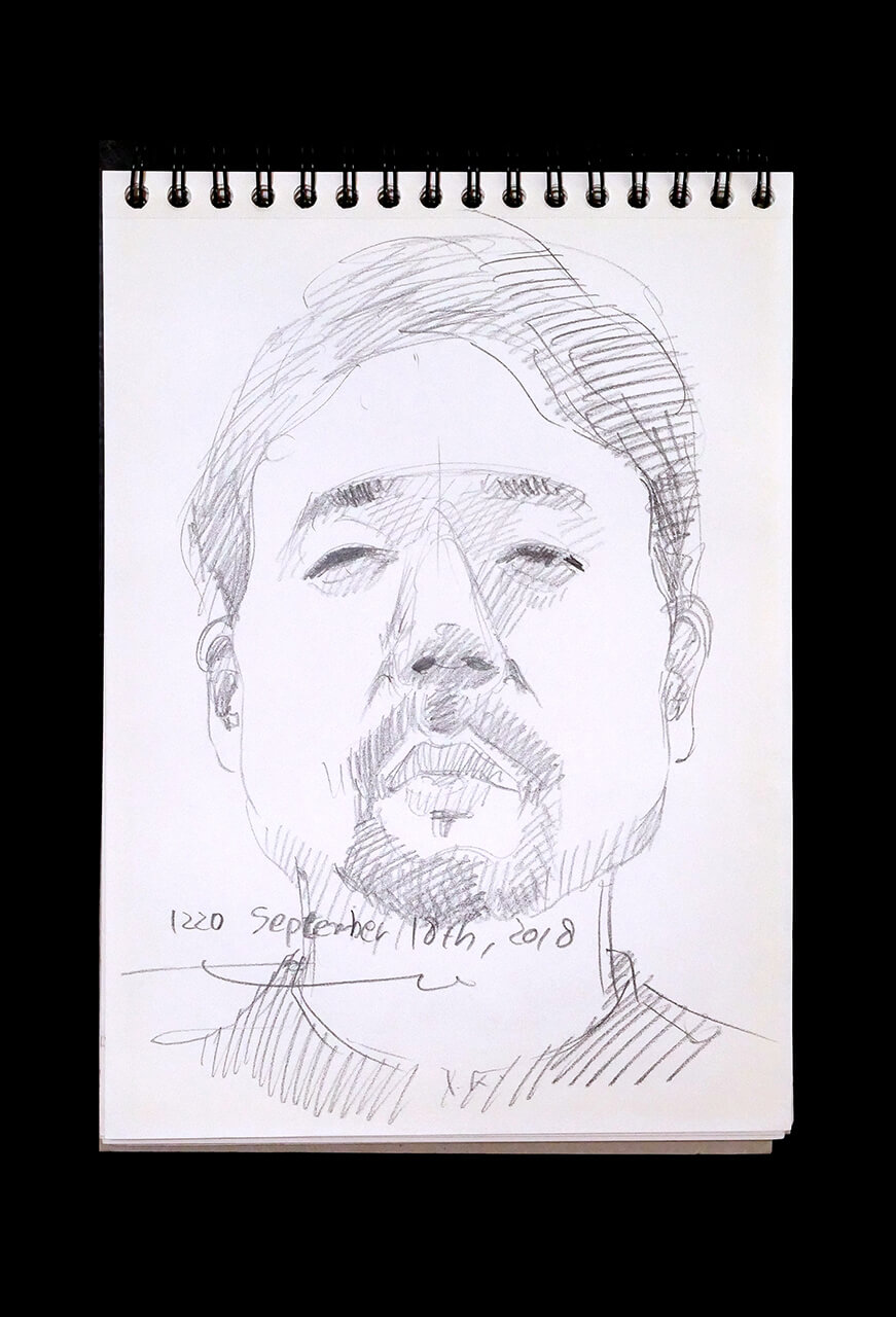 Contemporary artist SHINTAKU Tomoni's 2018/9/19 Self-portrait or pencil drawing