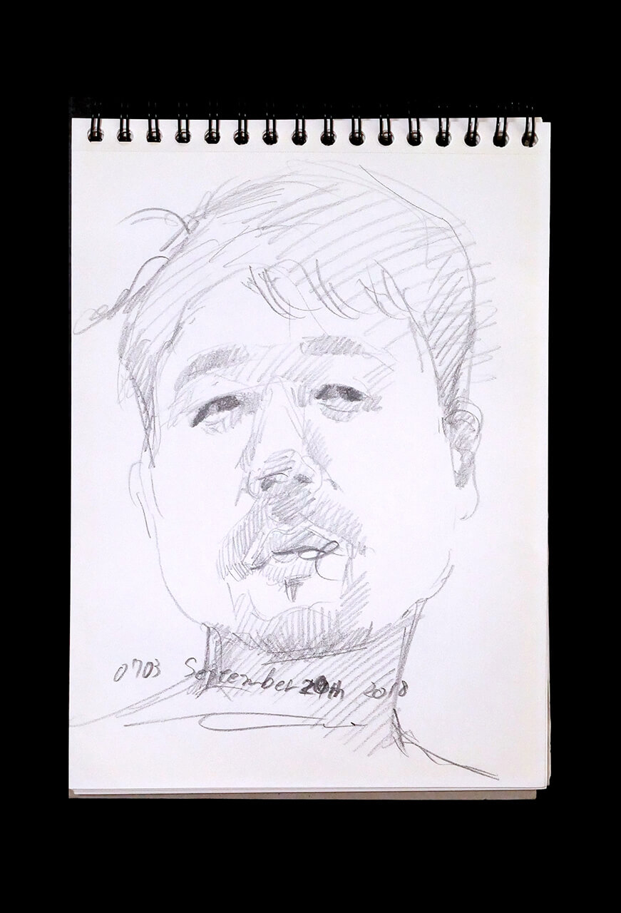 Contemporary artist SHINTAKU Tomoni's 2018/9/20 Self-portrait or pencil drawing