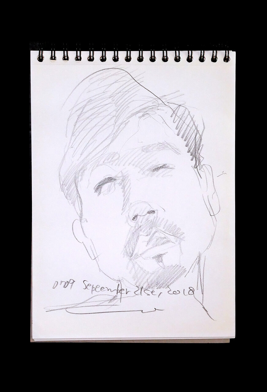 Contemporary artist SHINTAKU Tomoni's 2018/9/21 Self-portrait or pencil drawing