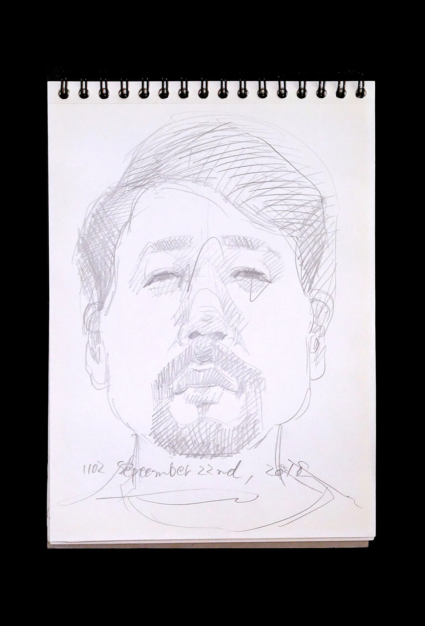 Contemporary artist SHINTAKU Tomoni's 2018/9/22 Self-portrait or pencil drawing