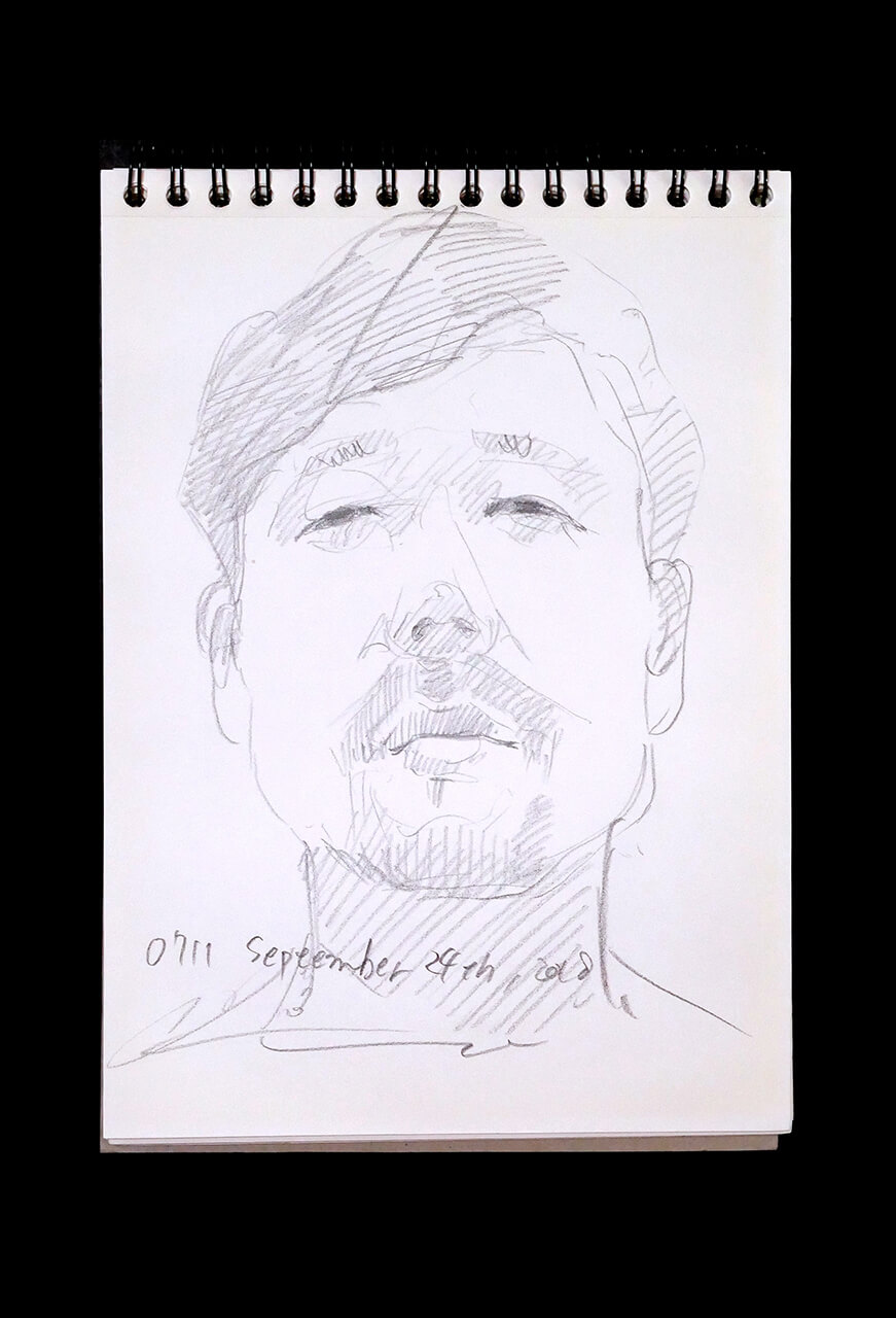 Contemporary artist SHINTAKU Tomoni's 2018/9/24 Self-portrait or pencil drawing