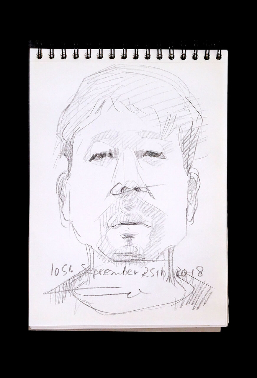 Contemporary artist SHINTAKU Tomoni's 2018/9/25 Self-portrait or pencil drawing