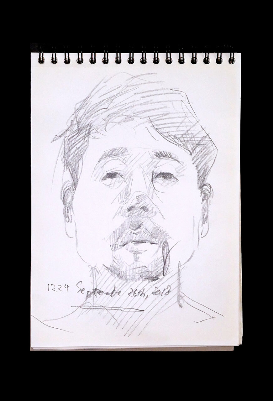Contemporary artist SHINTAKU Tomoni's 2018/9/26 Self-portrait or pencil drawing