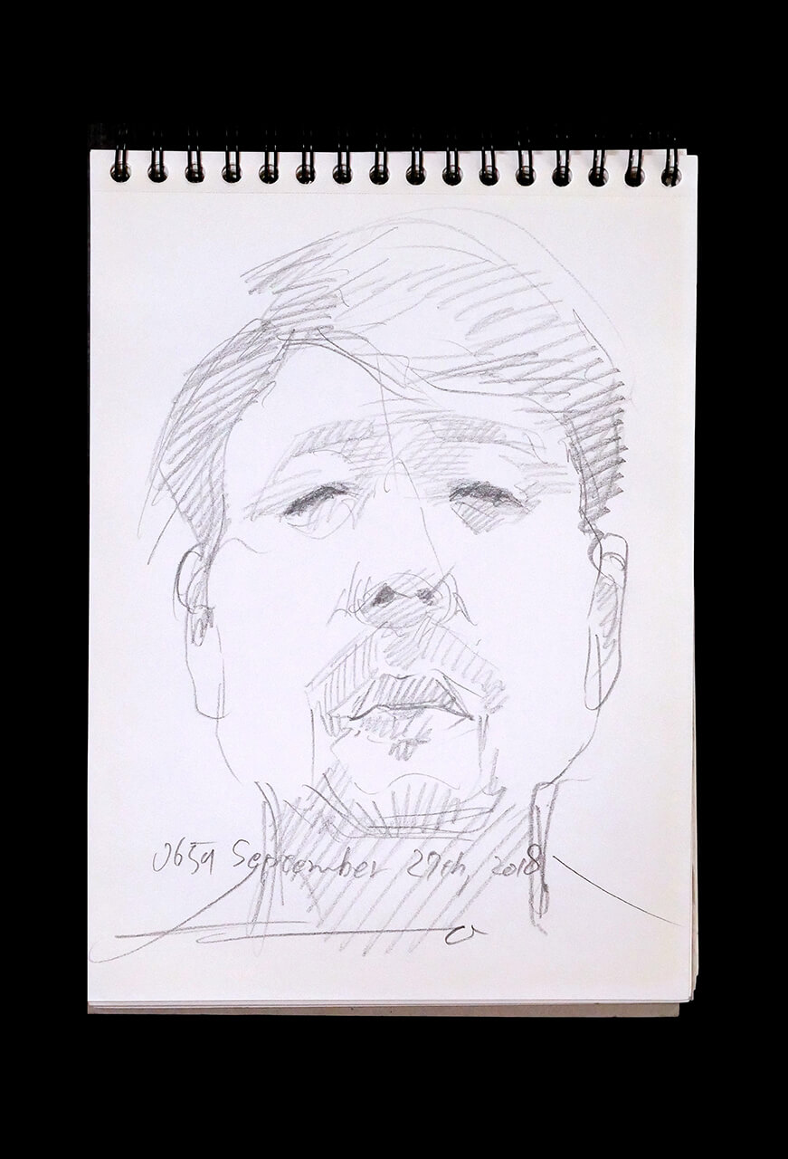Contemporary artist SHINTAKU Tomoni's 2018/9/27 Self-portrait or pencil drawing