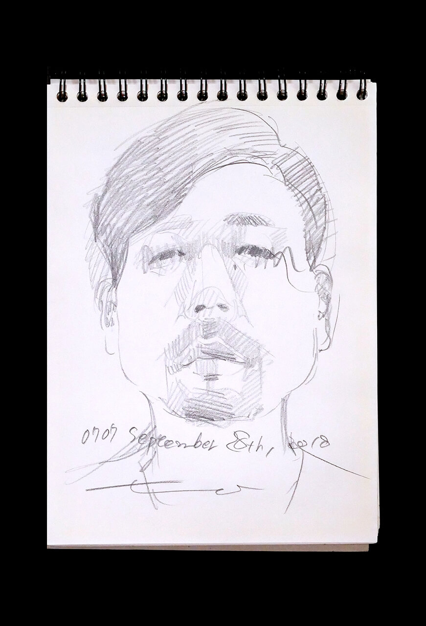 Contemporary artist SHINTAKU Tomoni's 2018/9/28 Self-portrait or pencil drawing