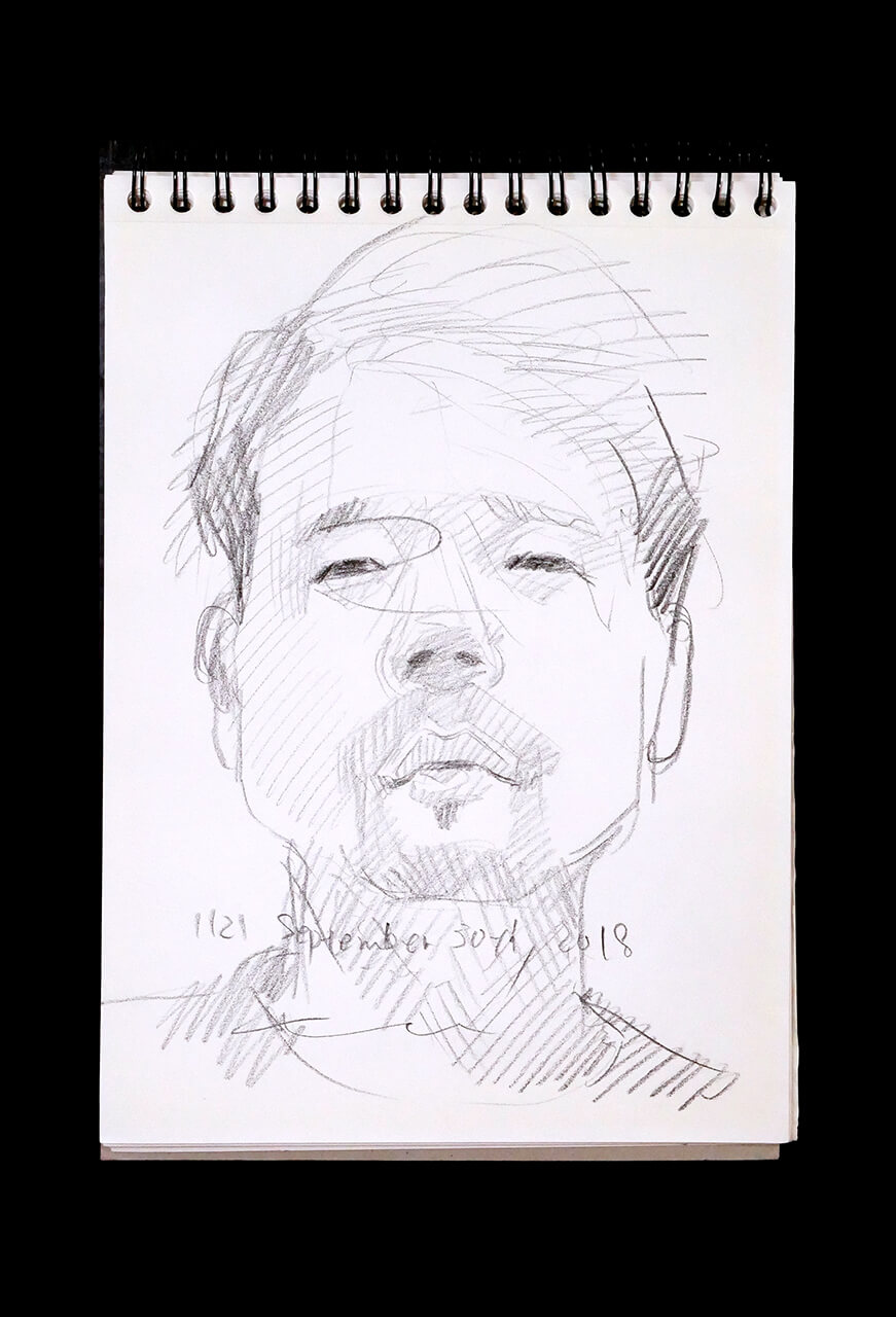 Contemporary artist SHINTAKU Tomoni's 2018/9/30 Self-portrait or pencil drawing