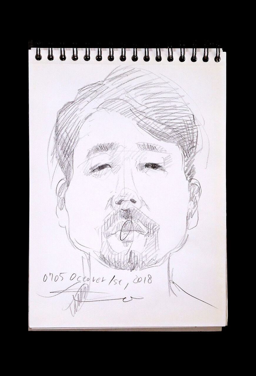 Contemporary artist SHINTAKU Tomoni's 2018/10/1 Self-portrait or pencil drawing