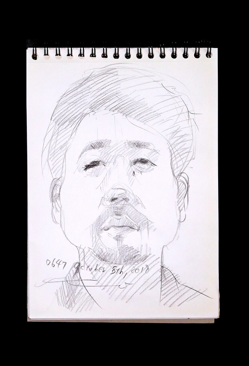 Contemporary artist SHINTAKU Tomoni's 2018/10/5 Self-portrait or pencil drawing