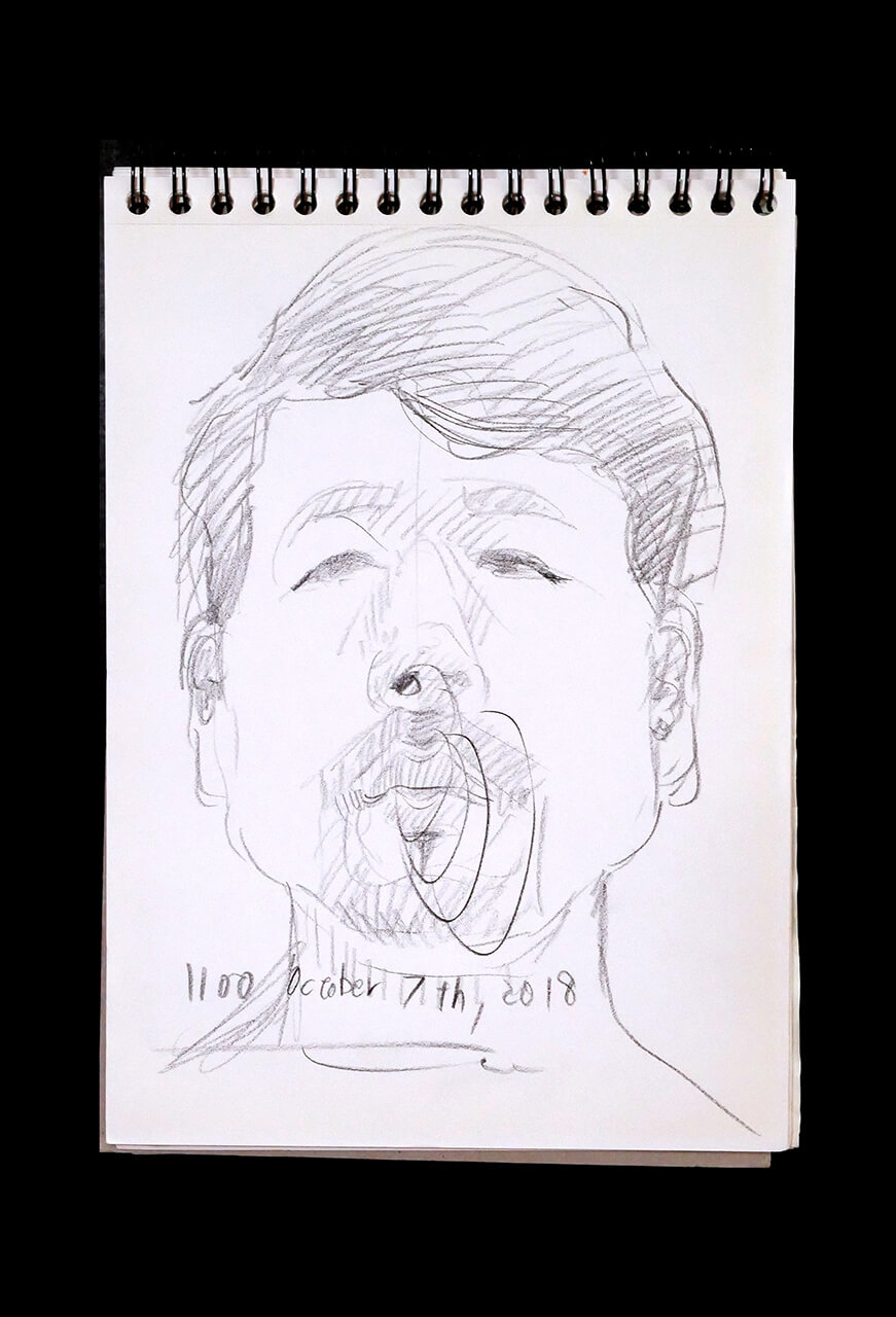 Contemporary artist SHINTAKU Tomoni's 2018/10/7 Self-portrait or pencil drawing