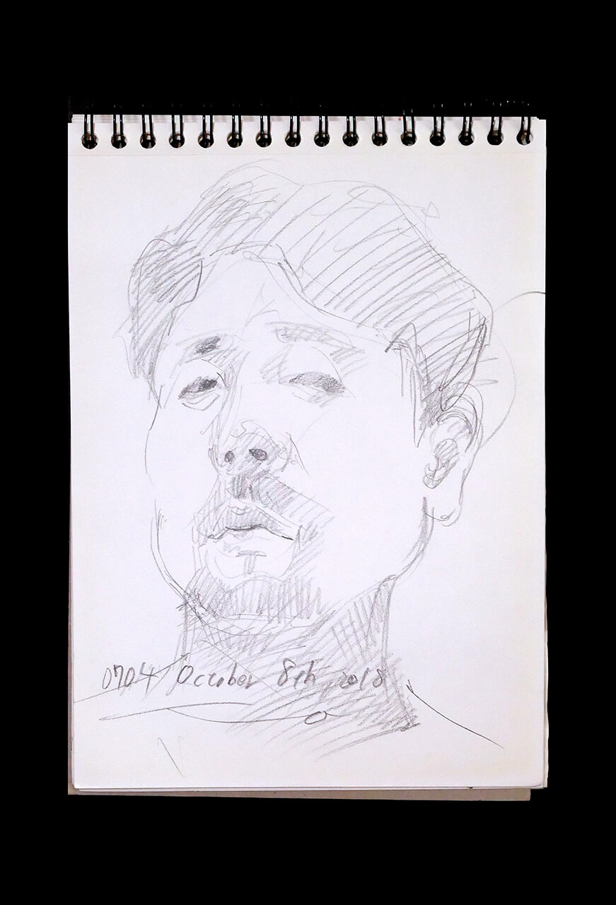 Contemporary artist SHINTAKU Tomoni's 2018/10/8 Self-portrait or pencil drawing