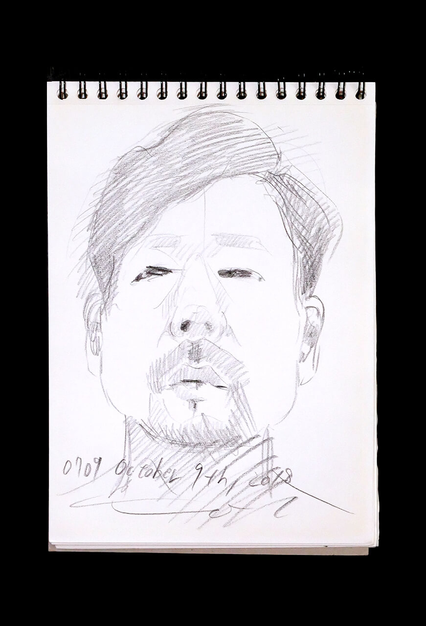 Contemporary artist SHINTAKU Tomoni's 2018/10/9 Self-portrait or pencil drawing