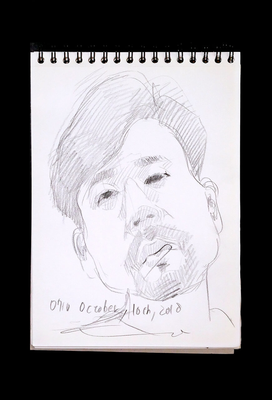 Contemporary artist SHINTAKU Tomoni's 2018/10/10 Self-portrait or pencil drawing
