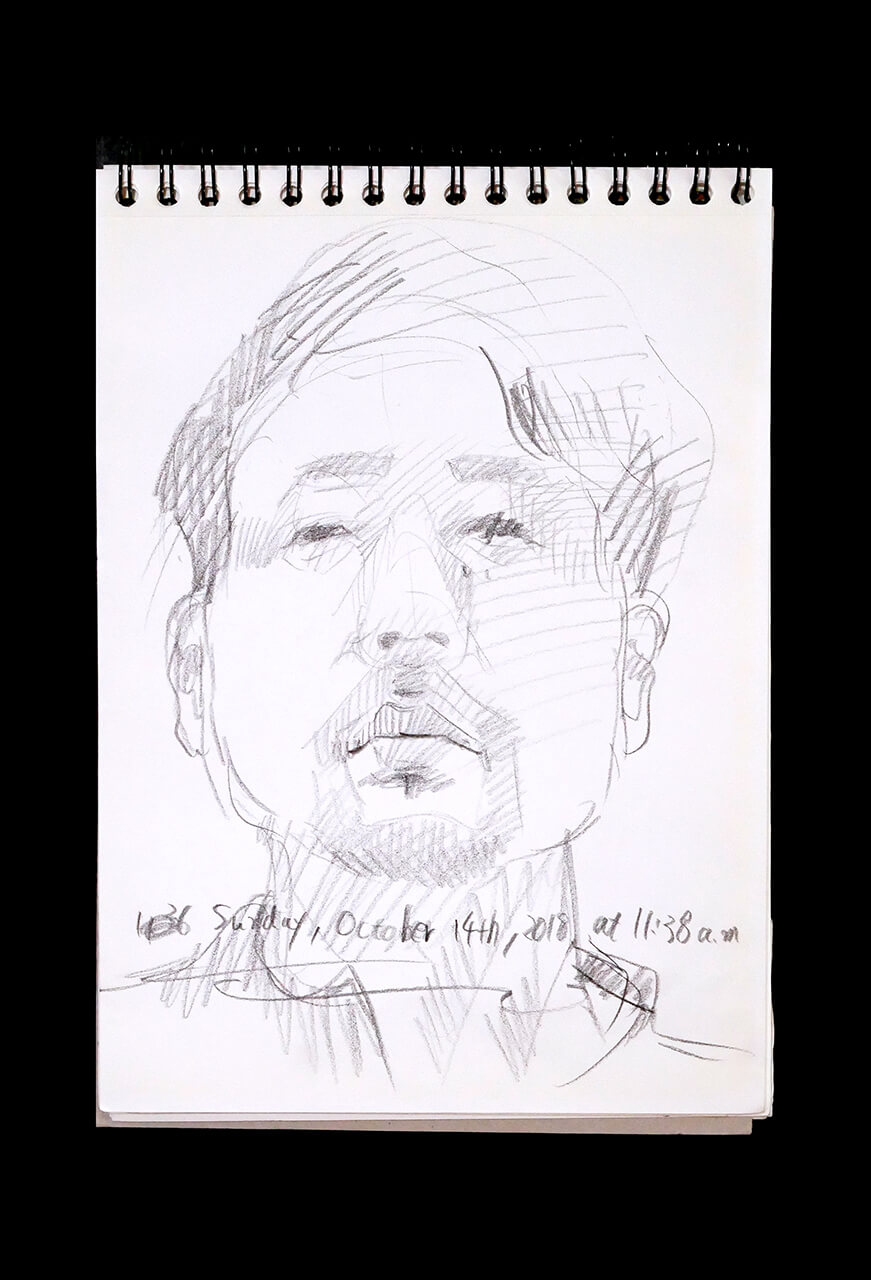 Contemporary artist SHINTAKU Tomoni's 2018/10/14 Self-portrait or pencil drawing