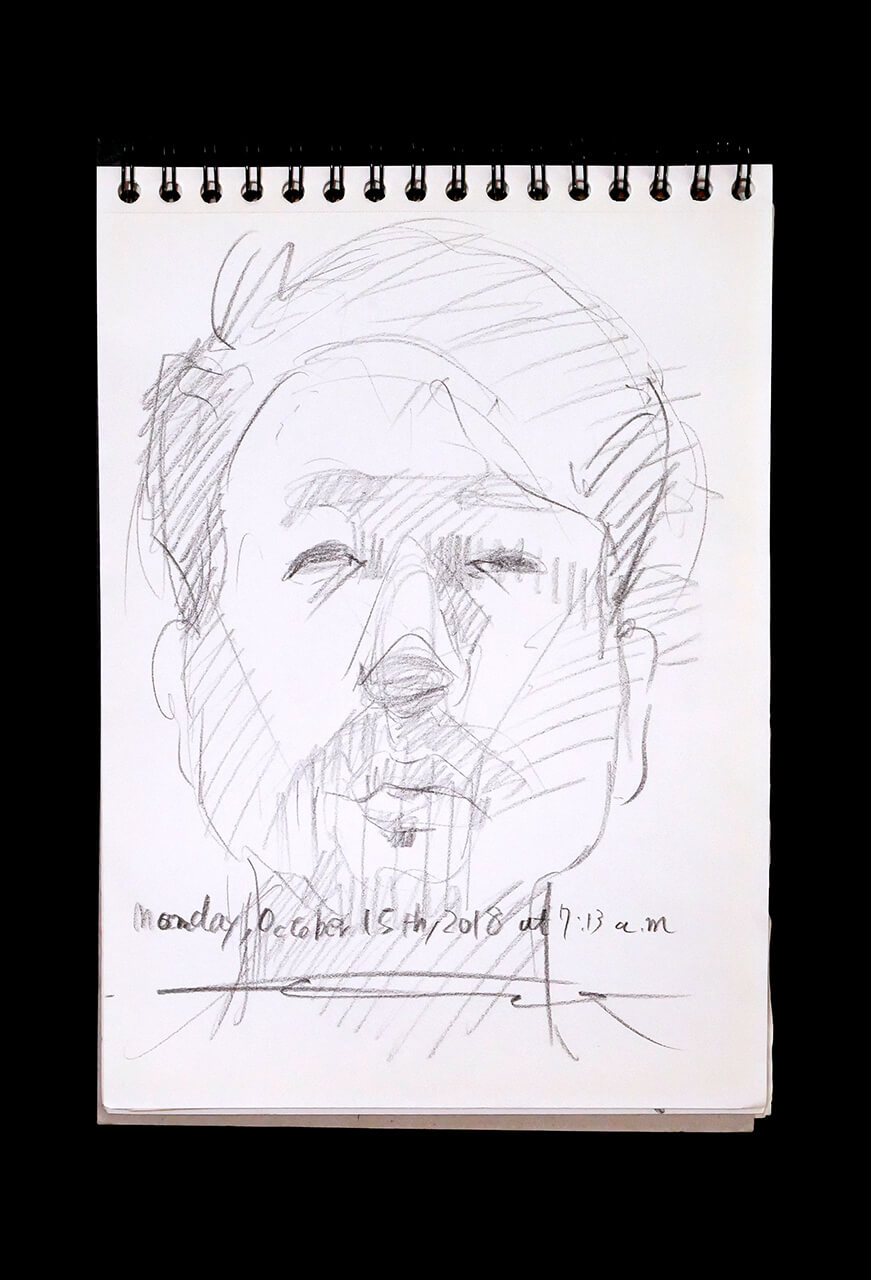 Contemporary artist SHINTAKU Tomoni's 2018/10/15 Self-portrait or pencil drawing