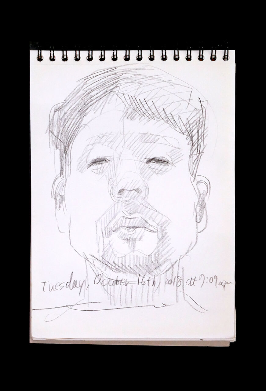 Contemporary artist SHINTAKU Tomoni's 2018/10/16 Self-portrait or pencil drawing