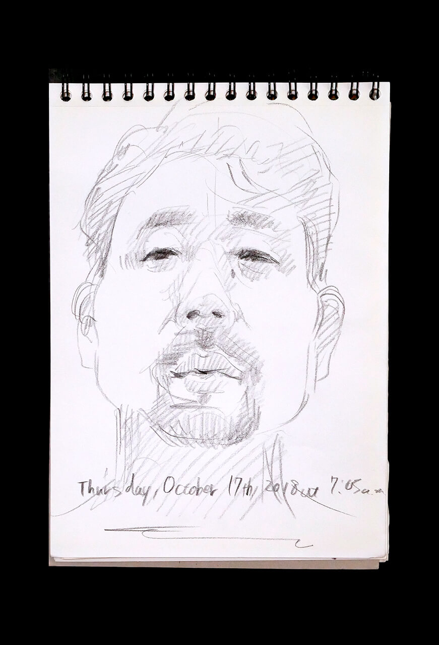 Contemporary artist SHINTAKU Tomoni's 2018/10/17 Self-portrait or pencil drawing