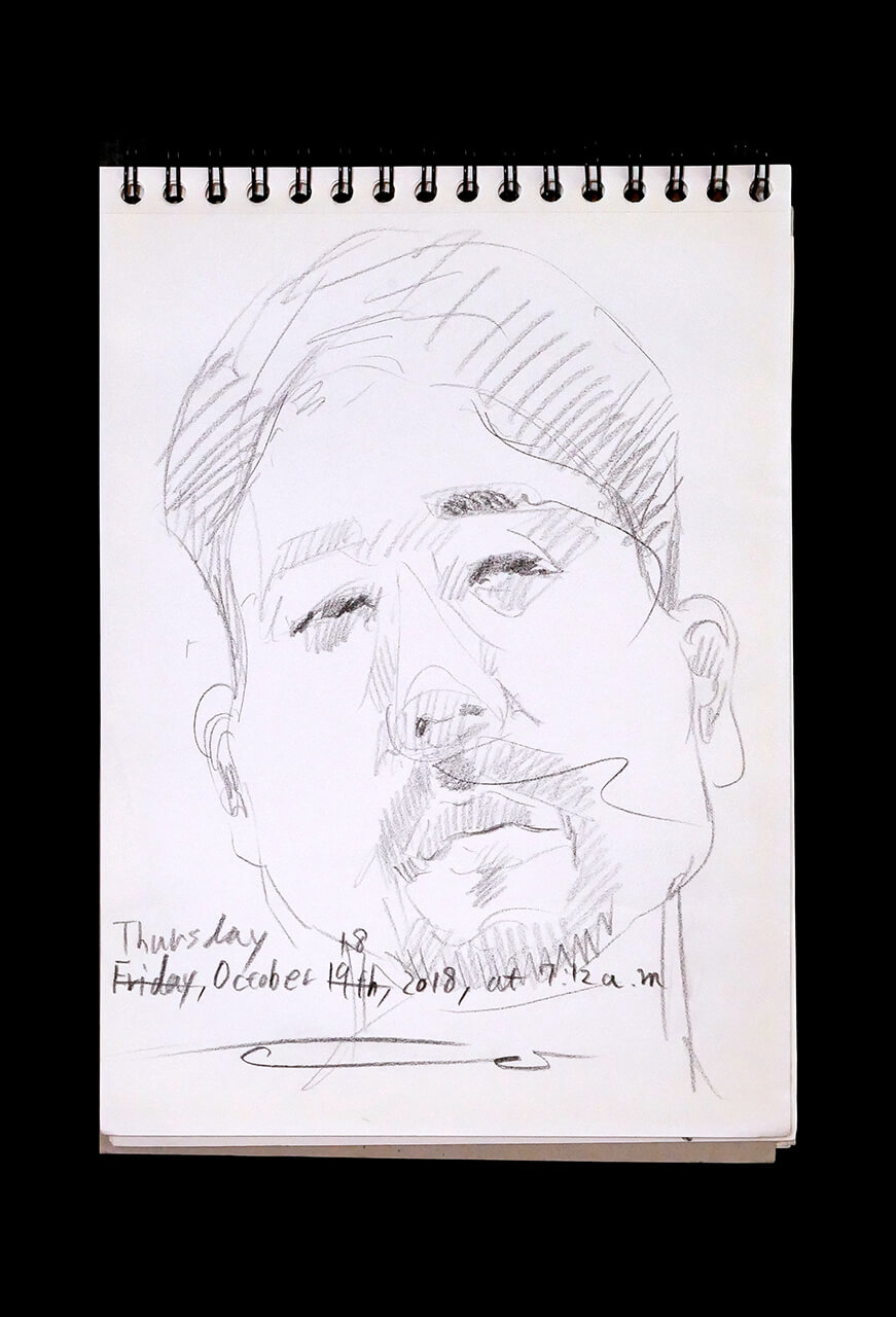Contemporary artist SHINTAKU Tomoni's 2018/10/18 Self-portrait or pencil drawing