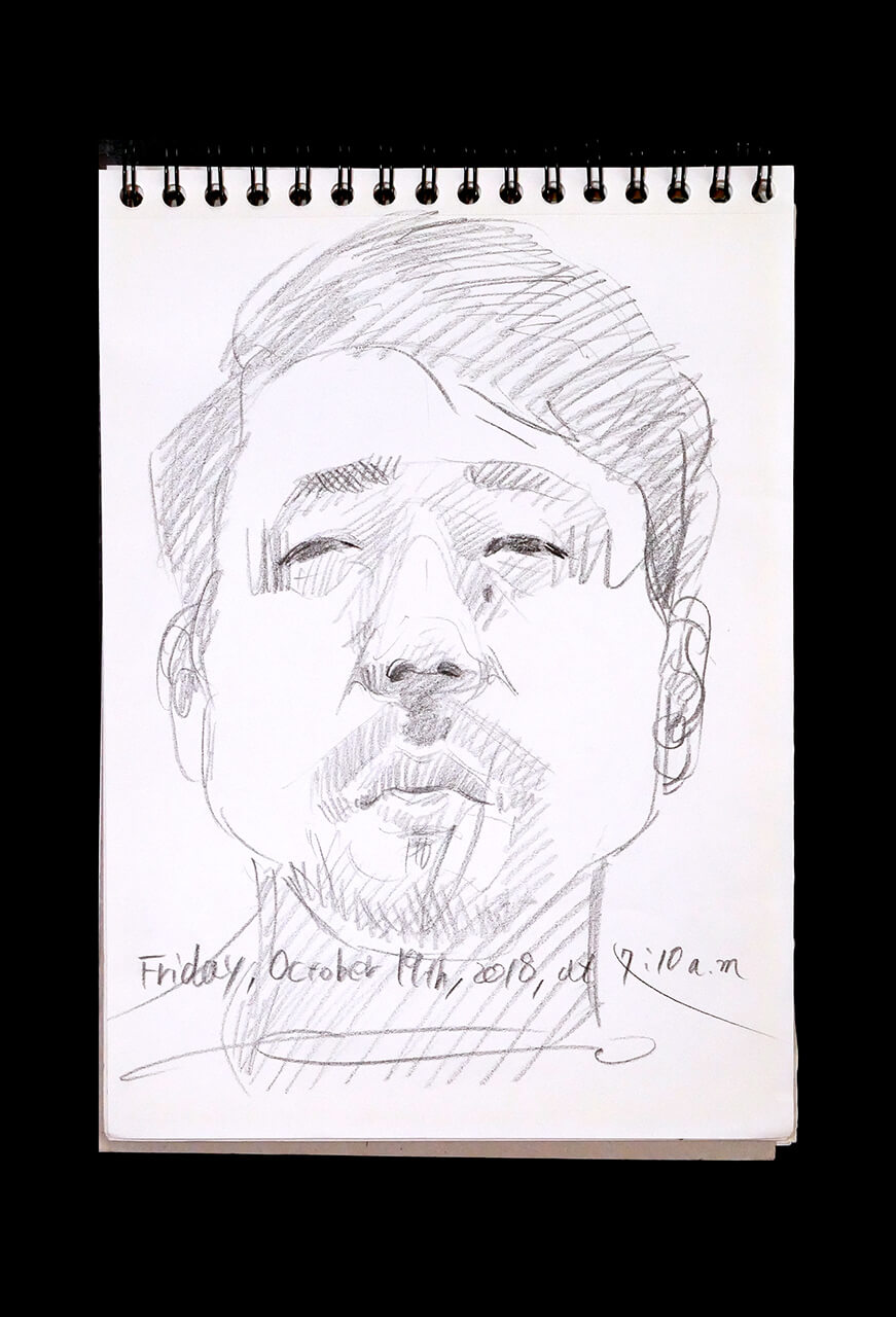 Contemporary artist SHINTAKU Tomoni's 2018/10/19 Self-portrait or pencil drawing