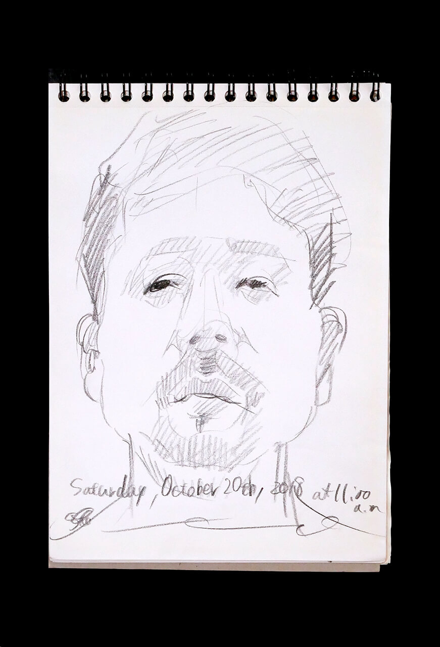 Contemporary artist SHINTAKU Tomoni's 2018/10/20 Self-portrait or pencil drawing