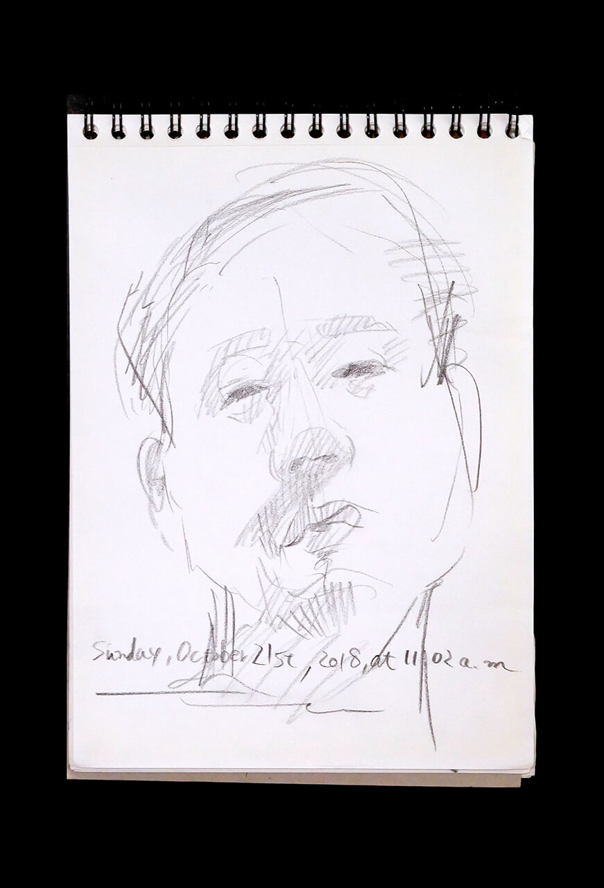 Contemporary artist SHINTAKU Tomoni's 2018/10/21 Self-portrait or pencil drawing