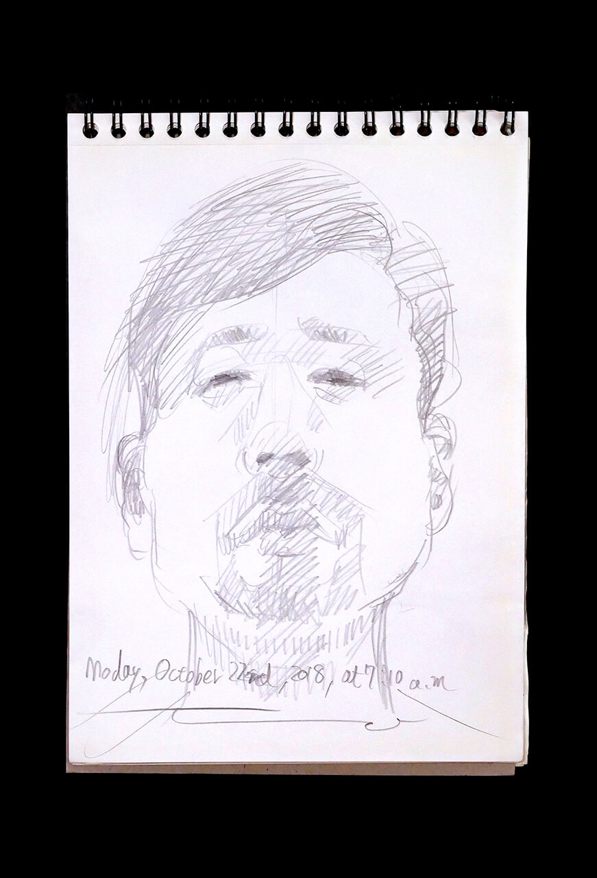 Contemporary artist SHINTAKU Tomoni's 2018/10/22 Self-portrait or pencil drawing