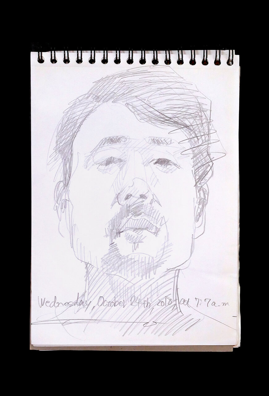 Contemporary artist SHINTAKU Tomoni's 2018/10/24 Self-portrait or pencil drawing