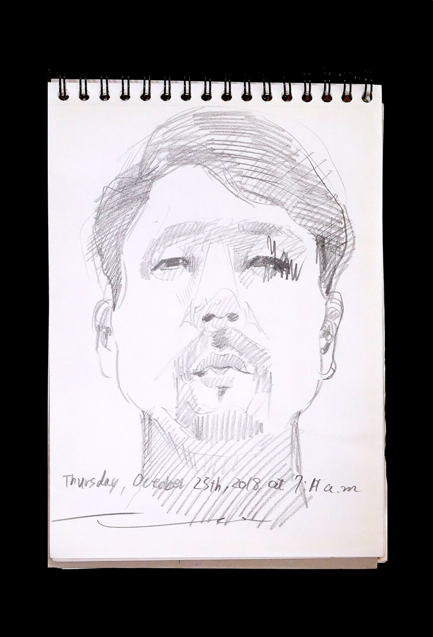 Contemporary artist SHINTAKU Tomoni's 2018/10/25 Self-portrait or pencil drawing