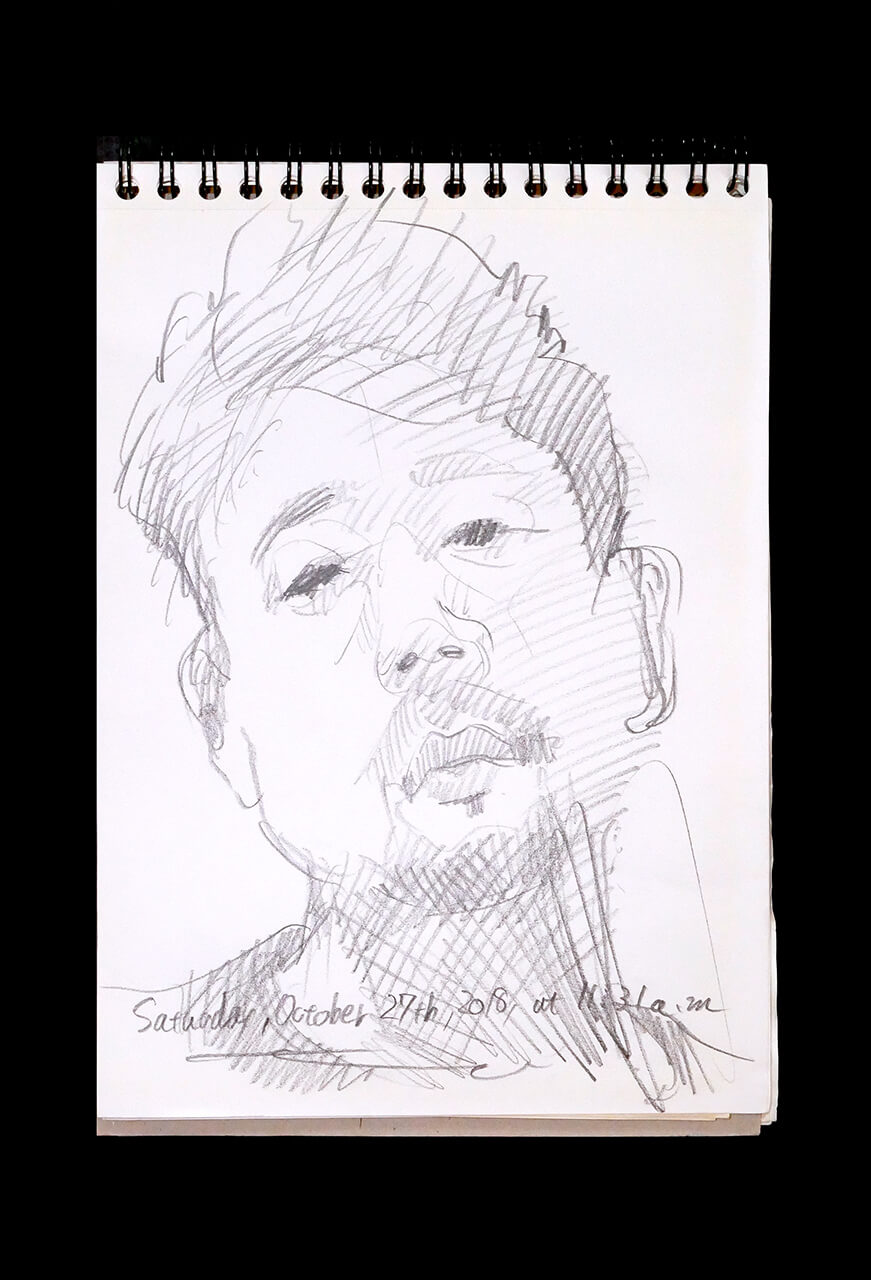 Contemporary artist SHINTAKU Tomoni's 2018/10/27 Self-portrait or pencil drawing