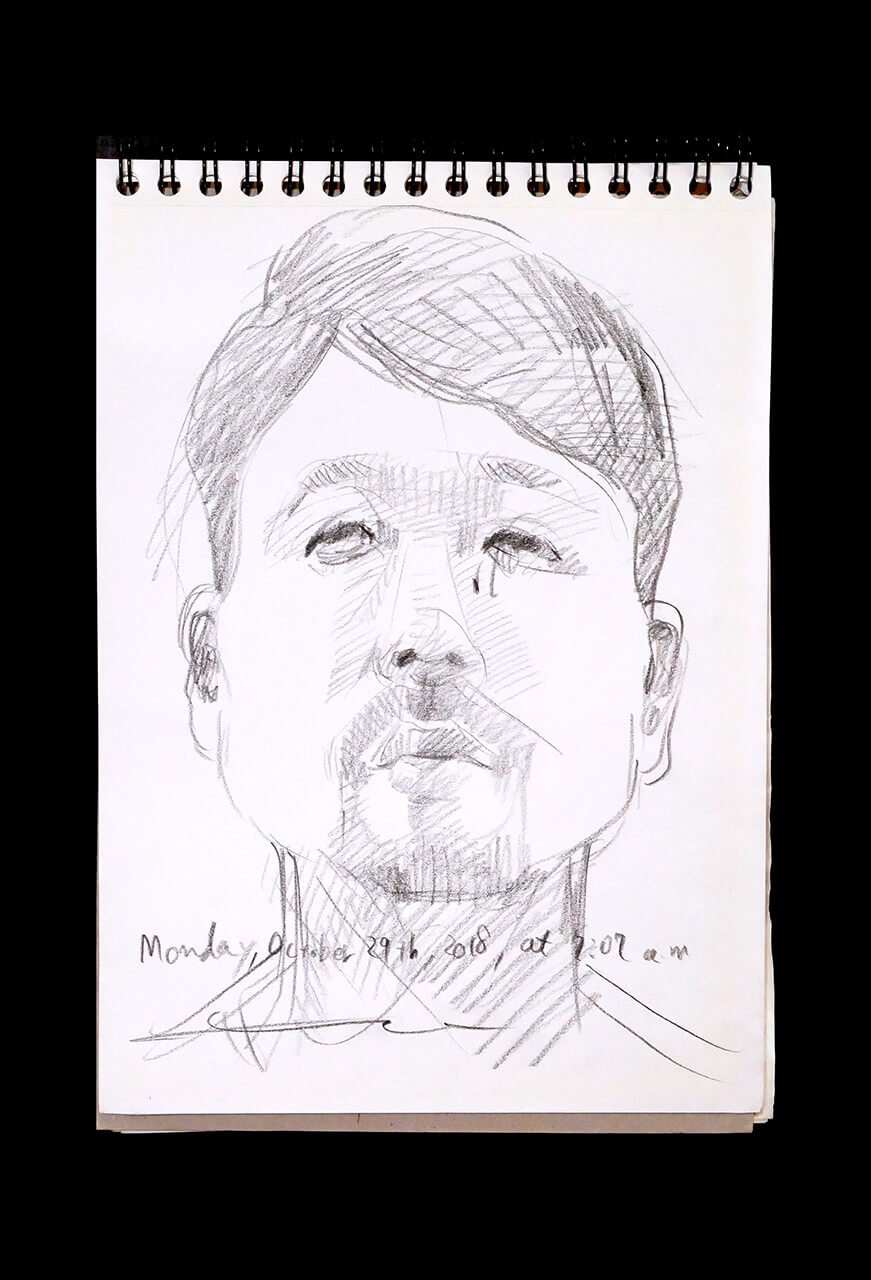 Contemporary artist SHINTAKU Tomoni's 2018/10/29 Self-portrait or pencil drawing