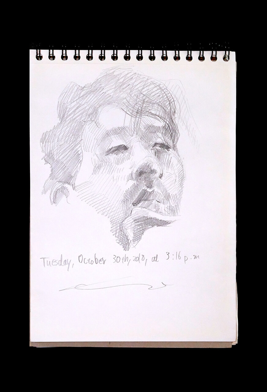Contemporary artist SHINTAKU Tomoni's 2018/10/30 Self-portrait or pencil drawing