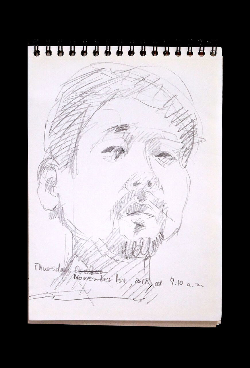 Contemporary artist SHINTAKU Tomoni's 2018/11/1 Self-portrait or pencil drawing