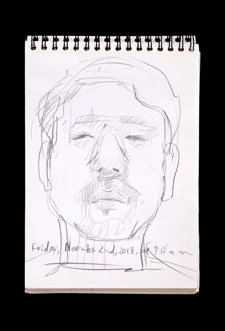 Contemporary artist SHINTAKU Tomoni's 2018/11/2 Self-portrait or pencil drawing
